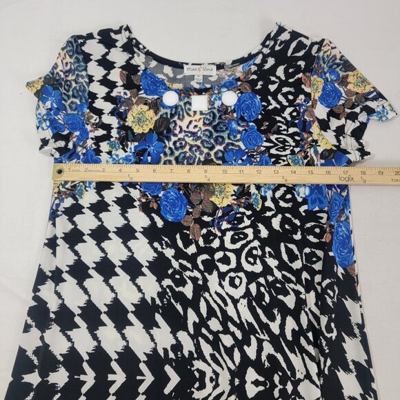 Max & Rina Women's Round Neck Short Sleeve Blouse Tunic Top Colorful Size Medium - Picture 6 of 6